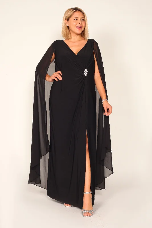 Little Black Women Dress with Sequins for a Glamorous Night OutR&M Richards 7273W Long Mother Of The Bride Formal Dress