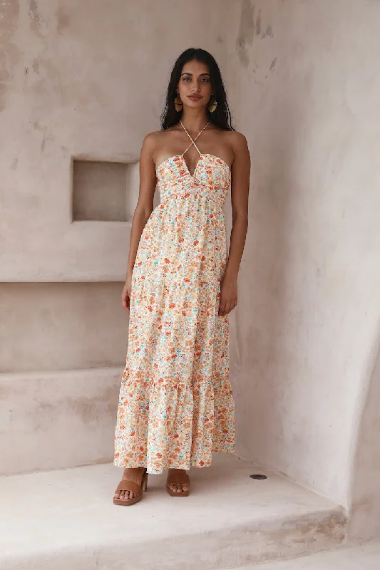 Mermaid - Style Women Dress with a Fitted Silhouette for Special OccasionsSummer in Paradise Maxi Dress orange