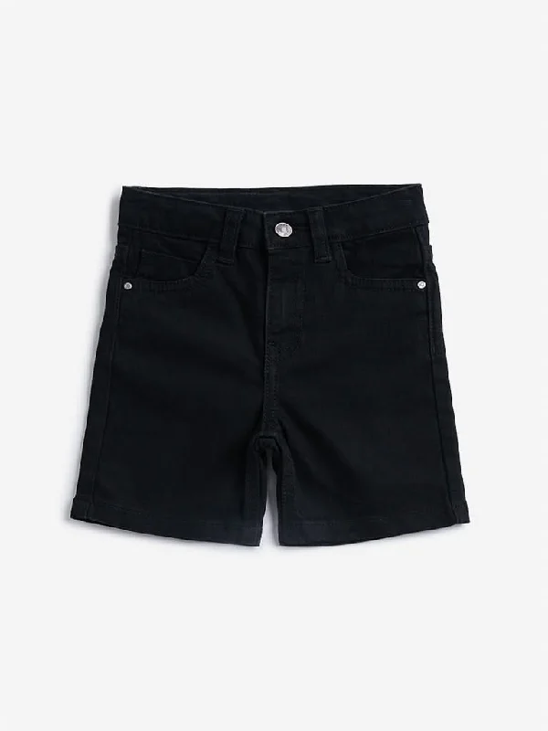 HOP Kids Black Denim Mid Rise Shorts