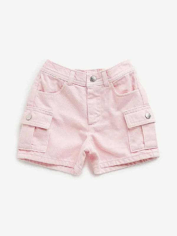 HOP Kids Light Pink Cargo-Style Mid Rise Shorts