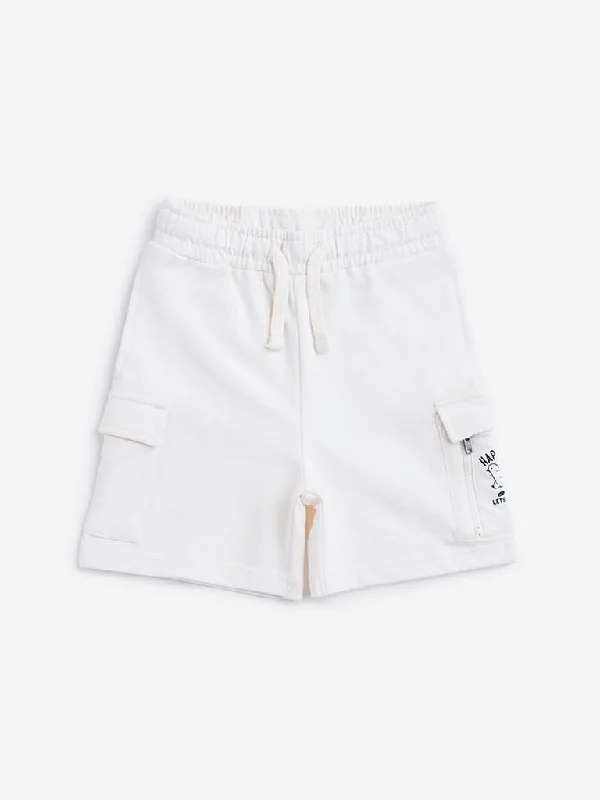 HOP Kids Off-White Cargo-Style Mid Rise Shorts