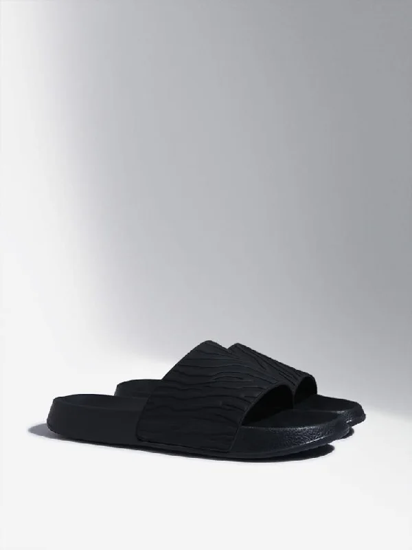 SOLEPLAY Black Wave-Textured Pool Slides