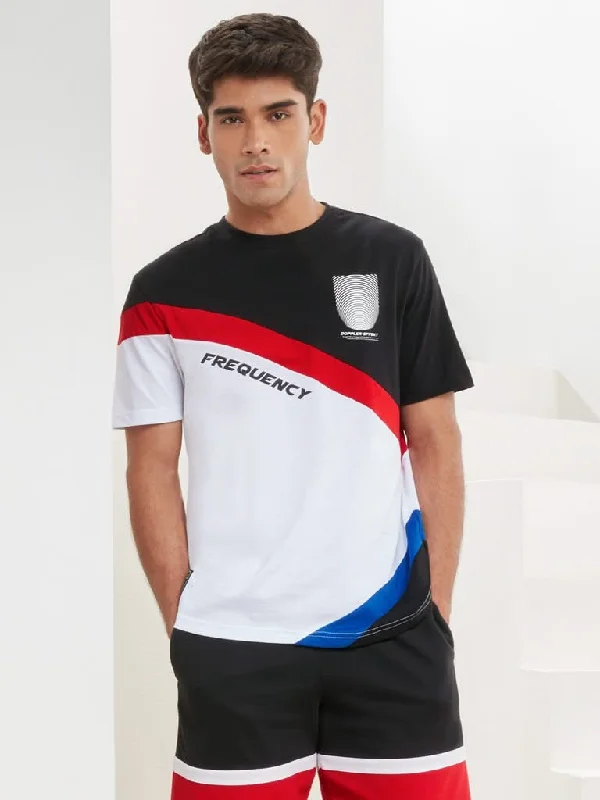 Studiofit Black Slim Fit Colour-Block T-Shirt