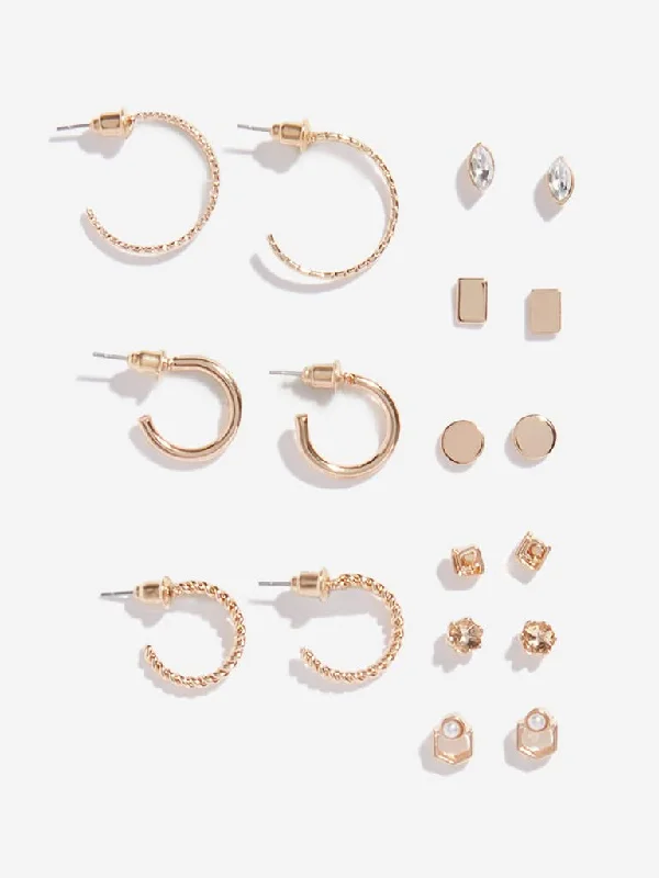 Westside Accessories Rose Gold Earrings Set - Pack of 9