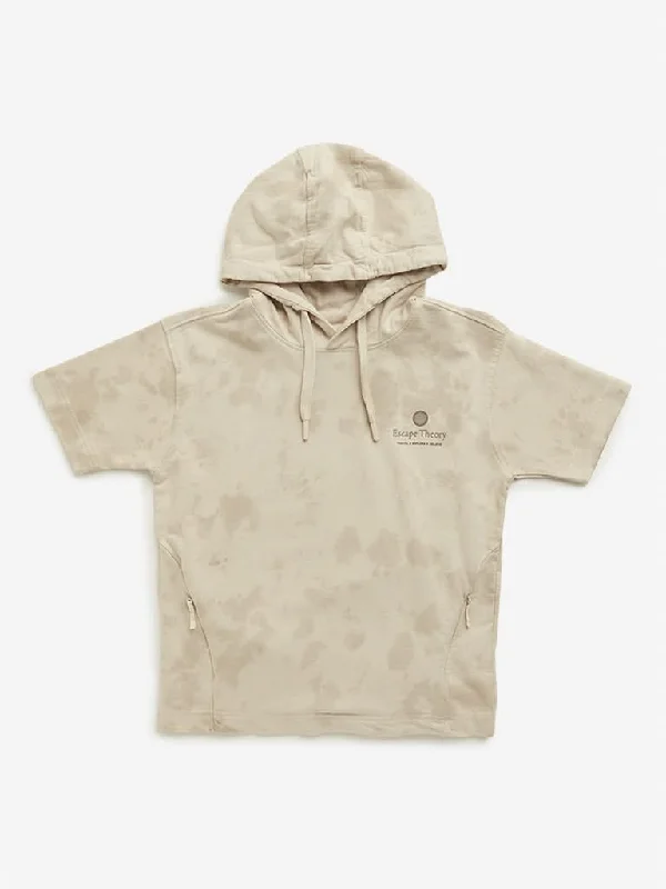 Y&F Kids Beige Hooded T-Shirt