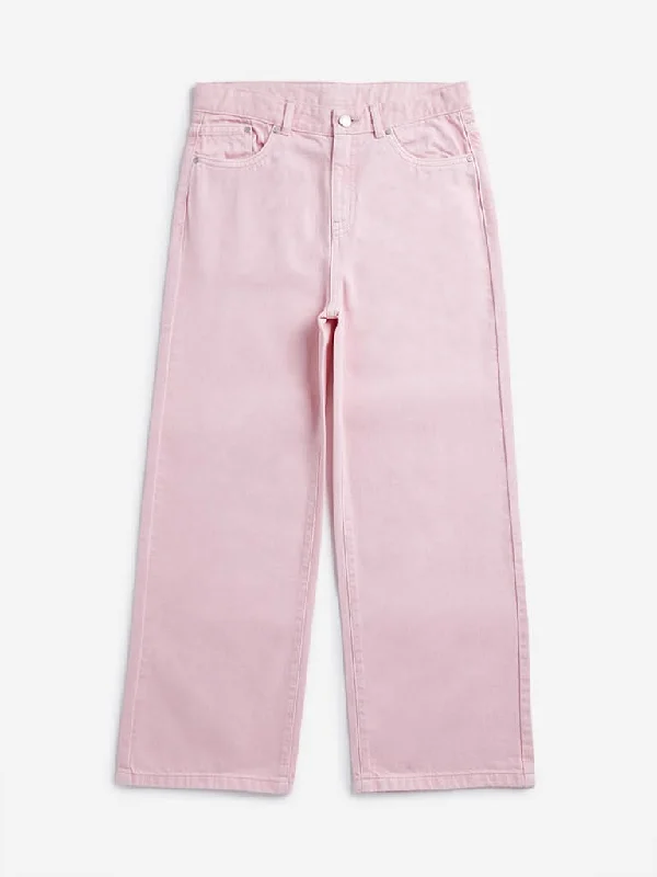 Y&F Kids Pink Straight Mid-Rise Jeans