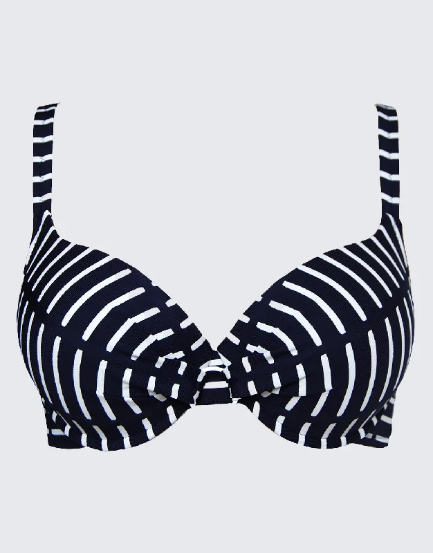 Capri Plunge Bikini Top - Navy Stripe