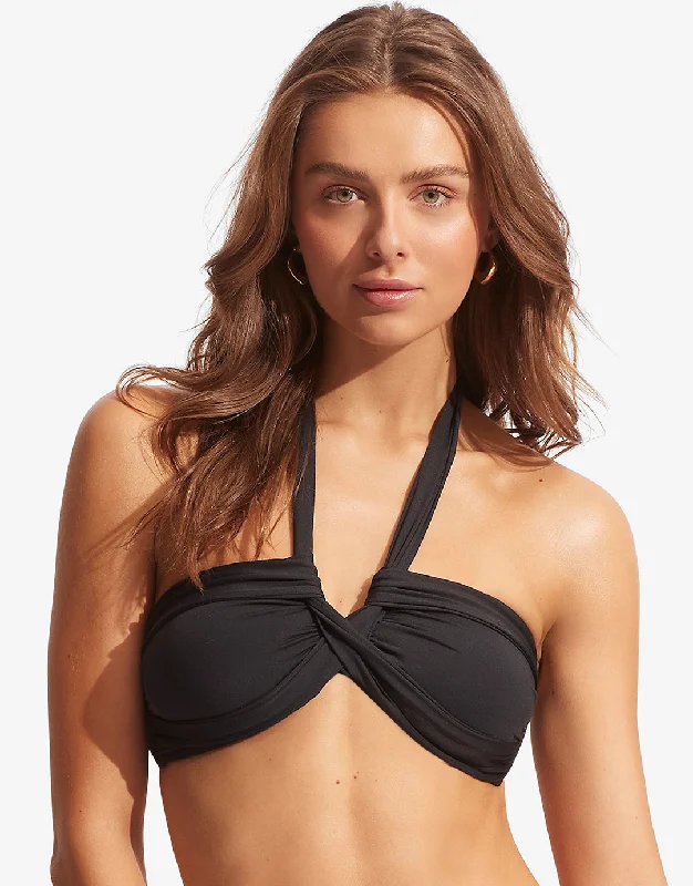 Collective Halter Bandeau Bikini Top - Black