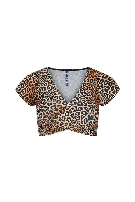 Leopard Wrap Crop Top | Sustainable Swimwear