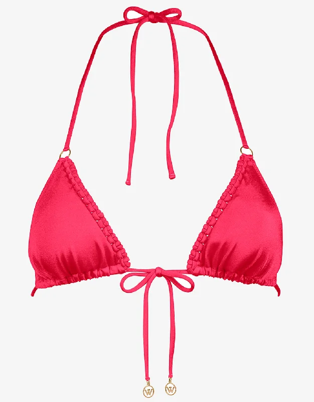 Macrame Love Triangle Bikini Top - Luscious Red