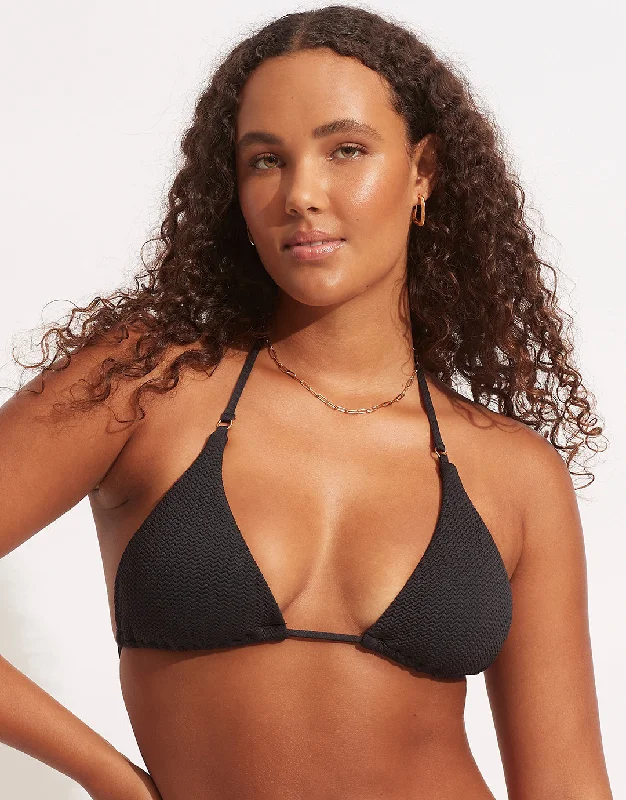 Sea Dive Slide Tri Bikini Top - Black