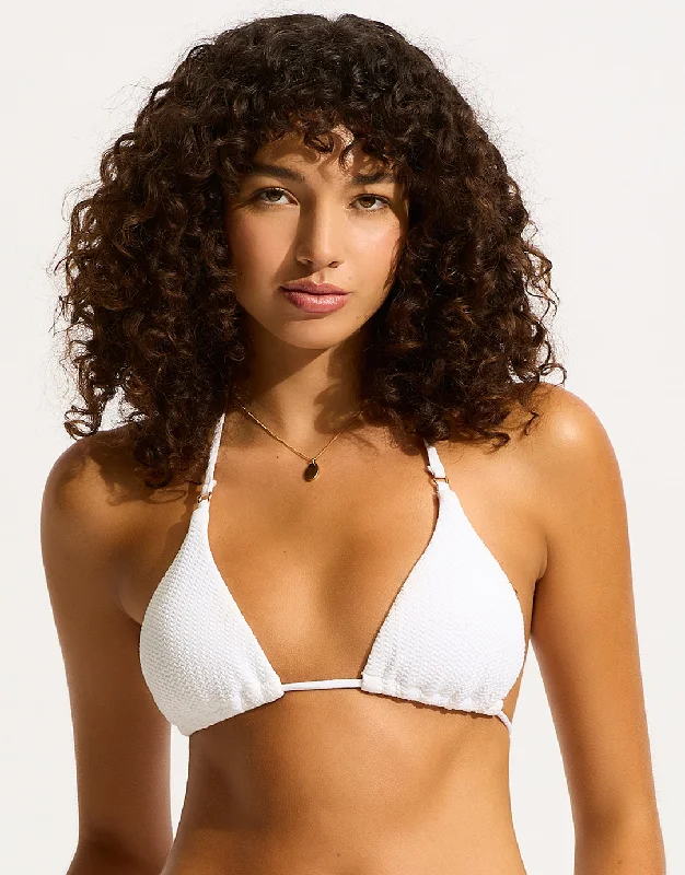 Sea Dive Slide Tri Bikini Top - White