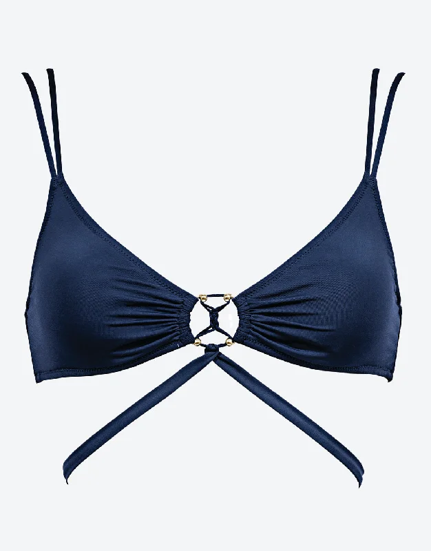 Summer Solids Cross Front Bikini Top - Deep Ink